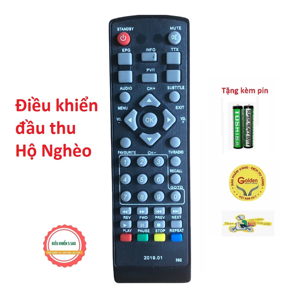 Điều khiển đầu thu hộ nghèo - tặng kèm pin - Remote đầu thu hộ nghèo đầu truyền hình được nhà nước tặng các hộ nghèo