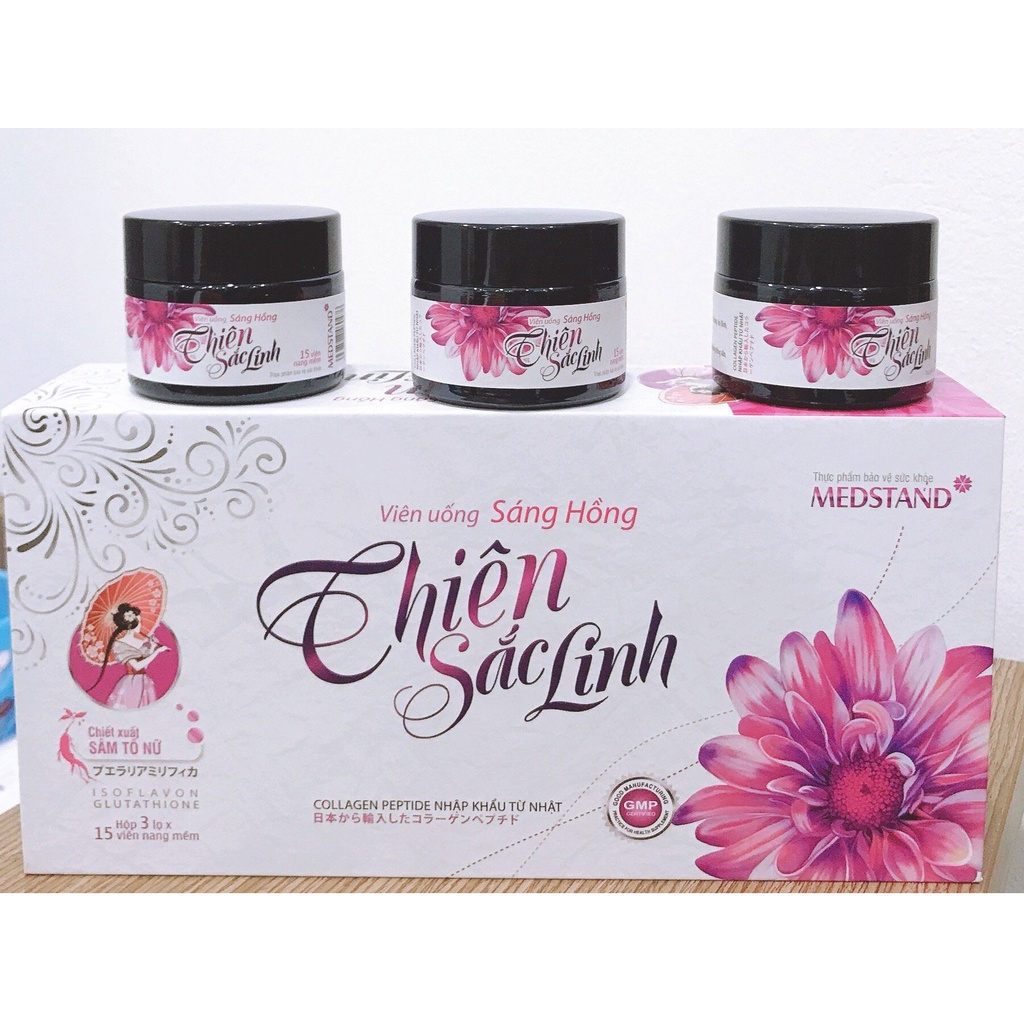 THIÊN SẮC LINH – Hỗ trợ cân bằng nội tiết tố nữ, chống oxy hoá ở phụ nữ, giảm nám da, sạm da (3 lọ x15 viên)