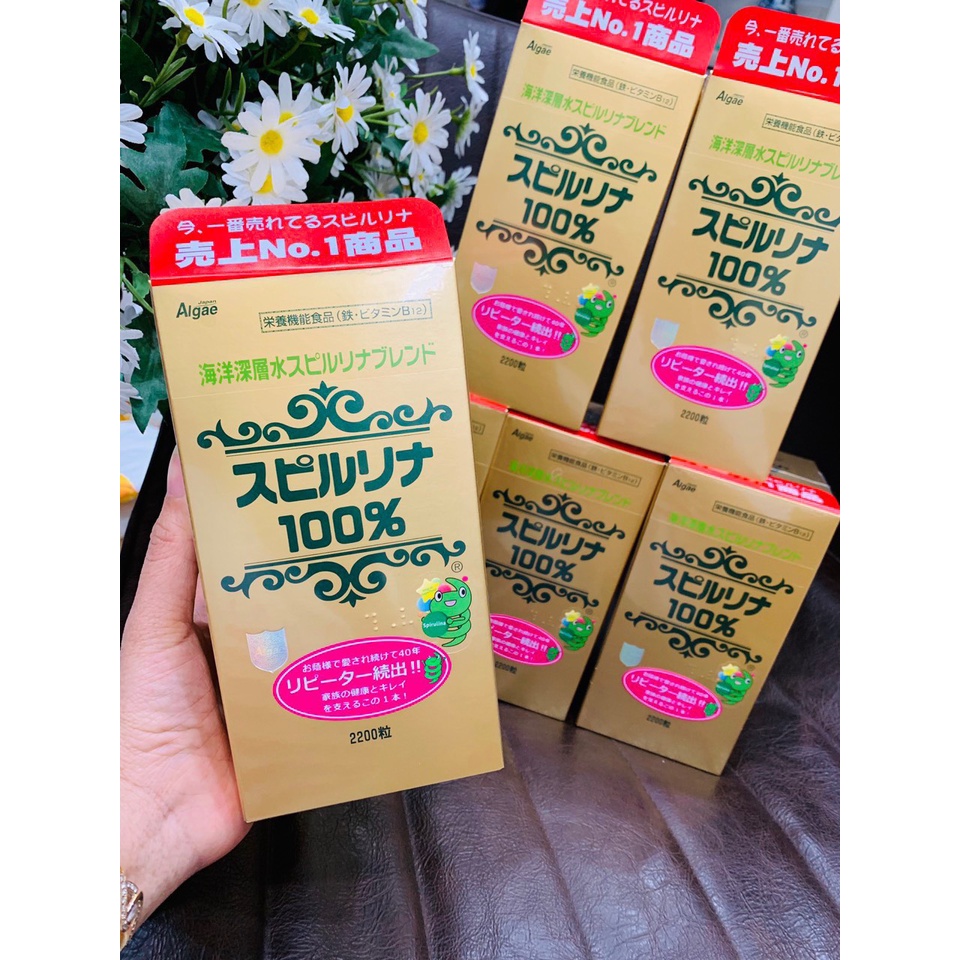 Tảo Xoắn Spirulina Nhật Bản Hộp 2200 Viên Tem Đỏ