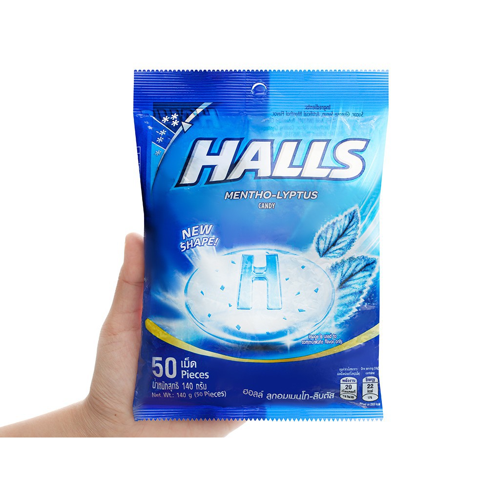 ( Bán sỉ ) Combo 10 gói Kẹo ngậm bạc hà Halls gói 140gr (50 viên)