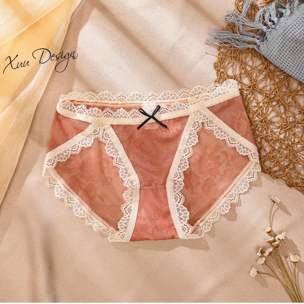 Quần lót nữ ren gấm cao cấp XUU mềm mại thoáng khí phong cách sexy QC49