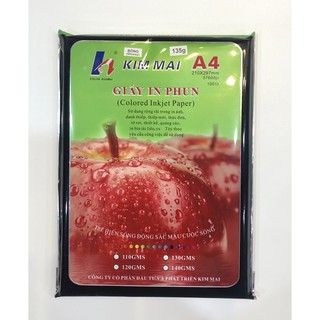 Giấy in ảnh Kim Mai , in 1 mặt bóng định lượng 135g khổ A4 100 tờ/ xấp