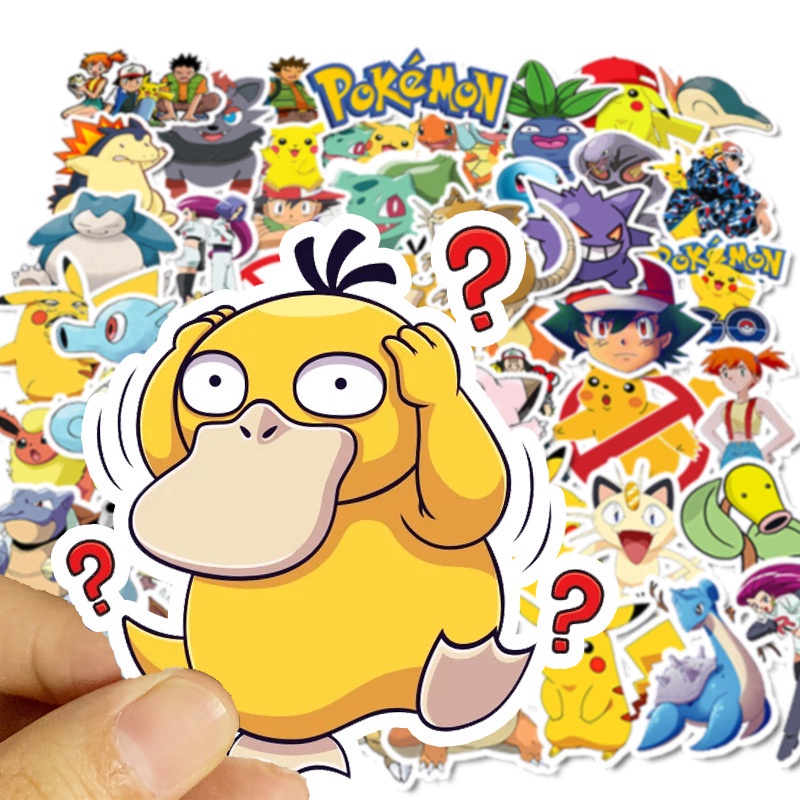 Bộ 50 miếng dán trang trí hình Pokemon dễ thương