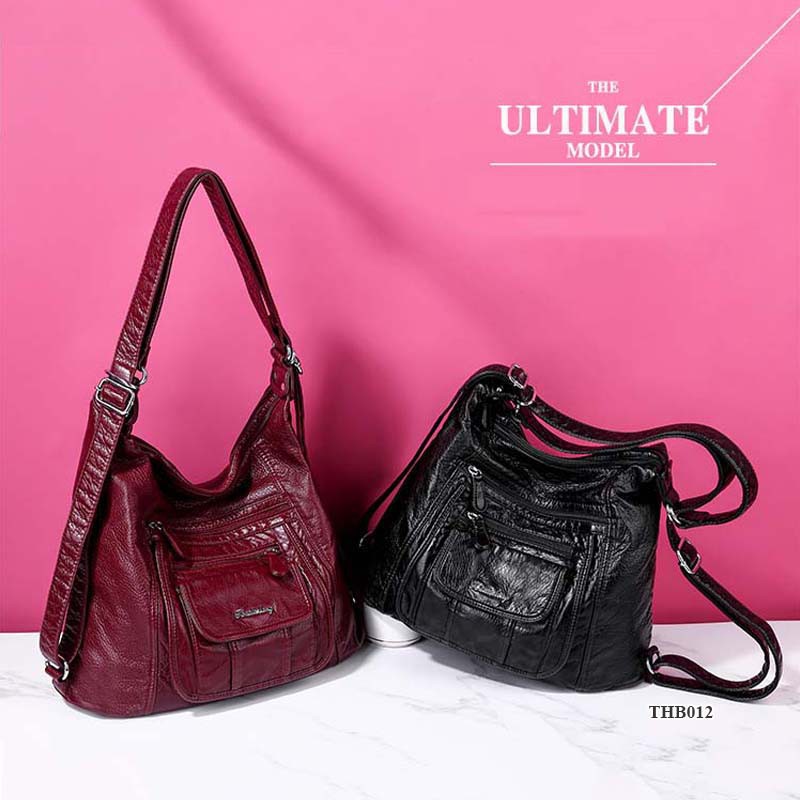 Túi da nữ, Túi đeo vai, đeo chéo kiêm balo, nhiều ngăn, vừa A4, siêu bền, dùng đi làm, đi chơi THB012
