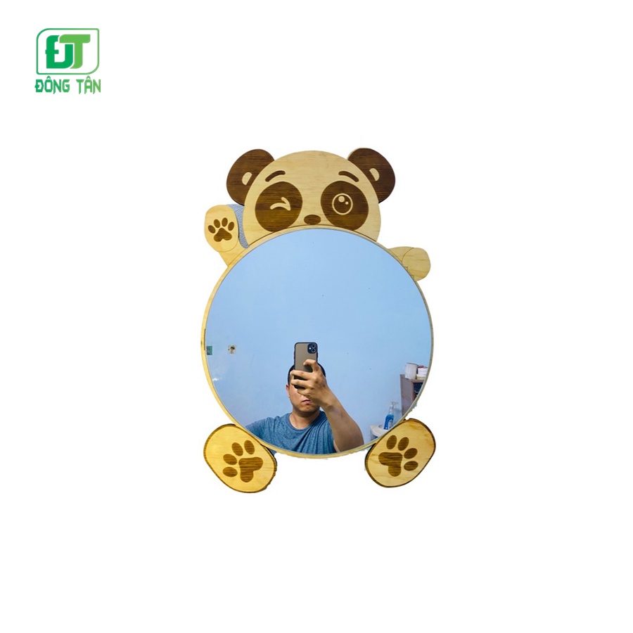 Gương Treo Tường Trang Trí  Gương Gấu Panda Bằng Gỗ Gương Gỗ Decor Hình Tròn Cực Kì Dễ Thương