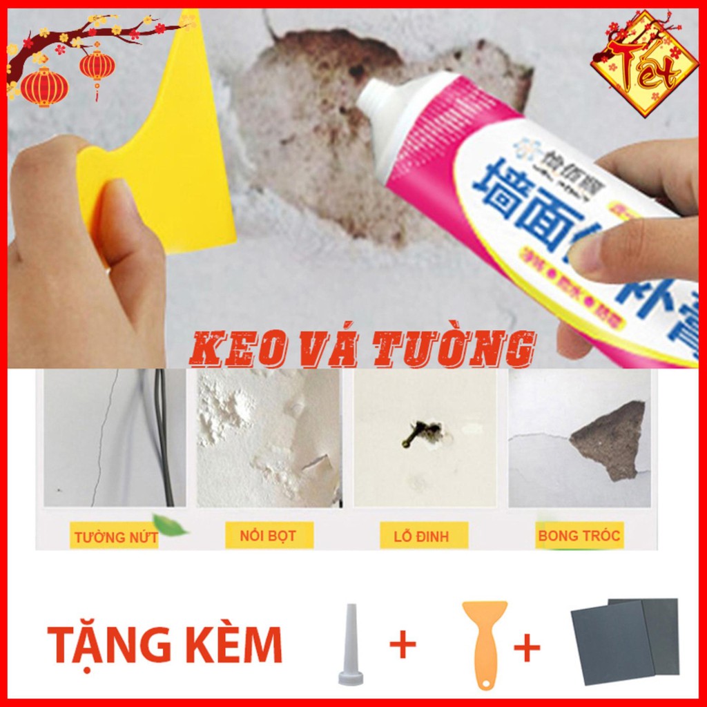 Keo vá vết nứt trám tường đa năng [TẶNG 3 PHỤ KIỆN] chống thấm thông minh, tuýp 250g - HỒNG