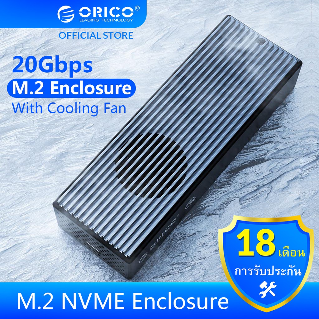 Hộp Đựng Ổ Cứng Di Động ORICO M2PVC3-G20 SSD LSDT 20Gbps M.2 NVME 2230 2242 2260 2280 Type C Có Quạt Tản Nhiệt