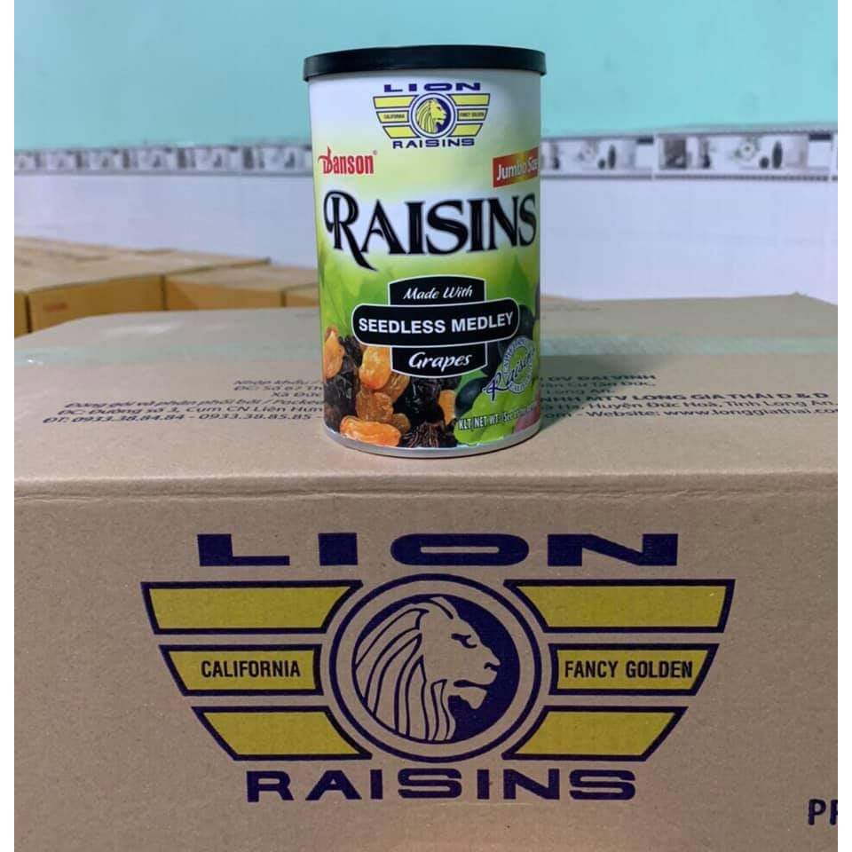 [ NHO THẬP CẨM NGON TUYỆT VỜI ] 01 Hộp 200gr Nho khô Lion Raisins Mỹ - (Date: 12 tháng)