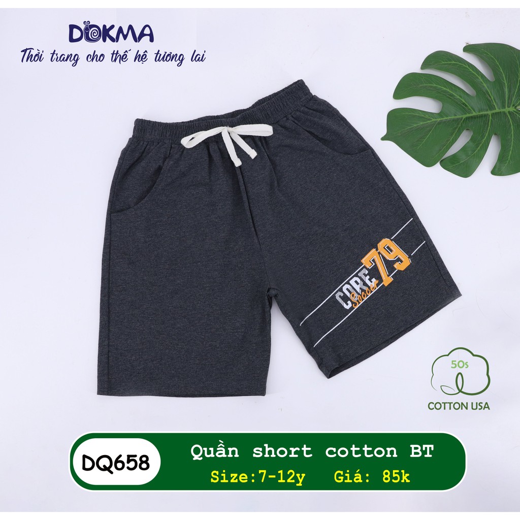 7-12Y Quần đùi, quần short cotton bé trai Dokma DQ658