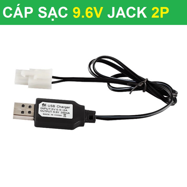 Dây cáp sạc 9.6v cổng nối 2P cho pin xe mô hình đồ chơi trẻ em dùng nguồn vi tính hoặc điện thoại