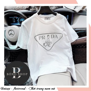 Áo thun tay lỡ Unisex chất liệu cao cấp, áo phông form rộng, chữ PrAda thiết kế cực kỳ độc lạ