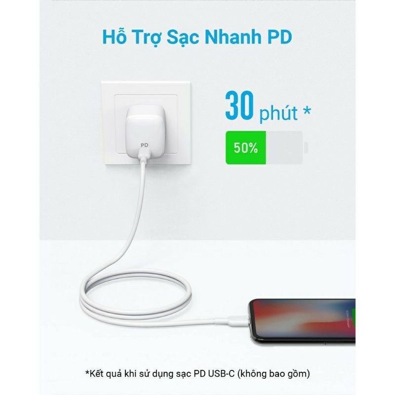 Cáp sạc nhanh Anker PowerLine II USB Type C ra Lightning A8633/ MFI cho Iphone 11, Iphone 12.