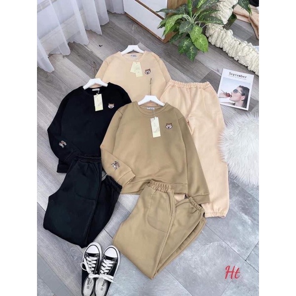 Bộ nỉ ngoại cún in tay H2B