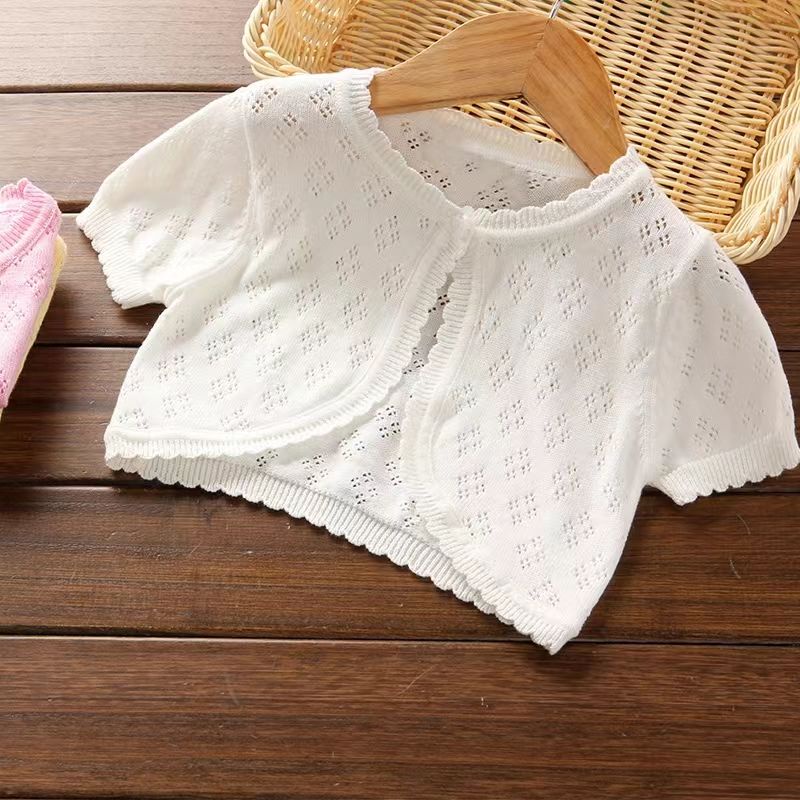 Áo Khoác Cardigan Dệt Kim Mỏng Chống Nắng Thời Trang Mùa Hè Cho Bé Gái