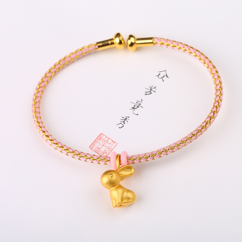 [Hàng Có Sẵn Giao Hàng Ngay Lập Phương] Vòng Tay Mặt Dây Chuyền Ba Chiều Hình Thỏ Màu Vàng Cát Chống Oxy Hóa Không Gây Dị Ứng Cho Nam Và Nữ