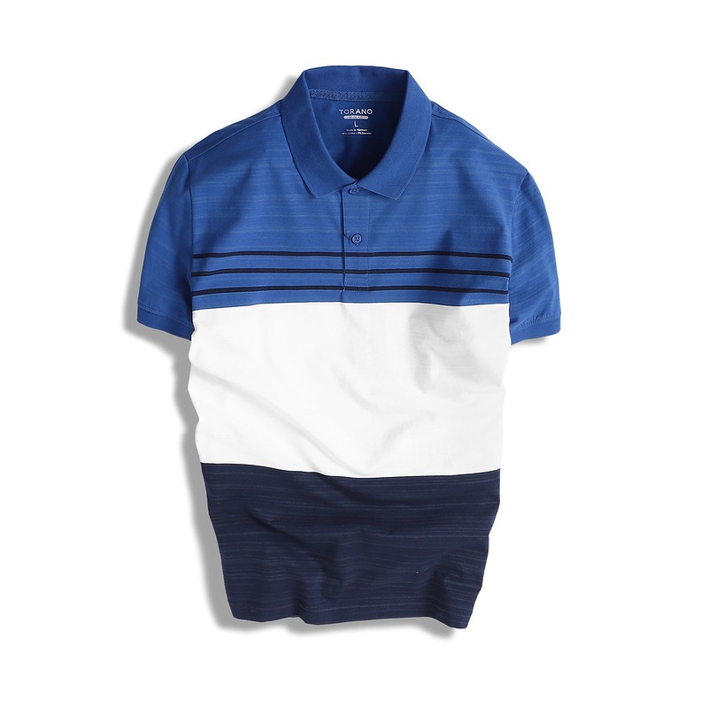 Áo polo nam TORANO color-block phối kẻ ngực TP404