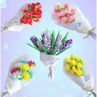Đồ Chơi Thủ Công Sáng Tạo Tự Làm Bó Hoa Vải Handmade Cho Bé