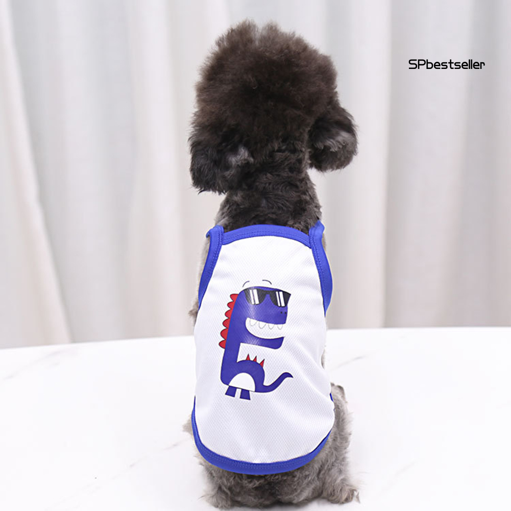 Áo Thun Không Tay In Hình Khủng Long Cho Thú Cưng
