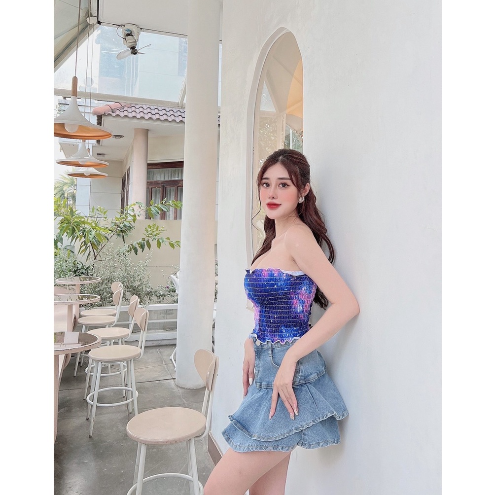 Áo Ống Nhún Loang Màu, Siêu Quyến Rũ [Ảnh thật] A5080