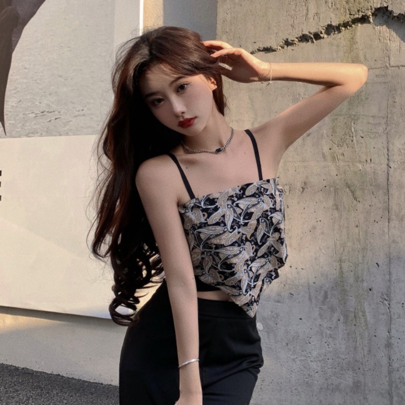 Áo yếm hở lưng sexy mùa hè áo yếm thắt lưng bông tinh khiết áo yếm không tay kết hợp tất cả các kết hợp áo sơ mi，áo yếm nữ，áo thun tay lỡ unisex，áo thun basic nữ，áo thun gân croptop