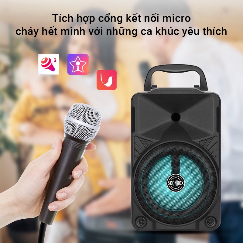 Loa Karaoke Bluetooth Cát Thái - S4, kết nối hai loa TWS, âm thanh Hifi mạnh mẽ, kèm giá đỡ điện thoại tiện lợi - S4