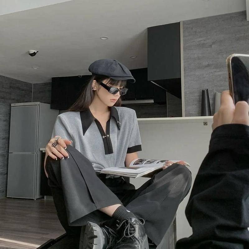 Áo Thun polo Ngắn Tay Phong Cách Hàn Quốc Cổ Điển Thời Trang Mùa Hè Dành Cho Nữ