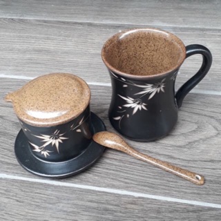 Bộ cốc tách dùng cafe- gốm sứ bát tràng- có thìa