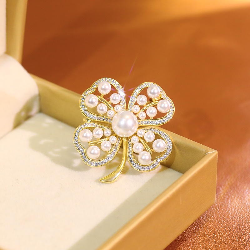 [Jiudolan] Trâm Cài Áo Vest Đính Cỏ Ba Lá Hàn Quốc Cao Cấp Corsage