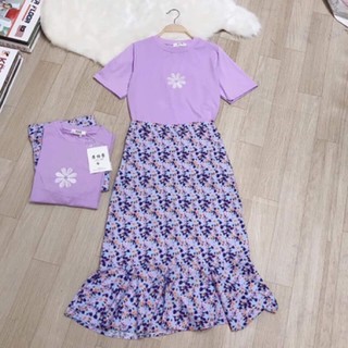 SET CHÂN VÁY TÍM MIX ÁO PULL TÍM