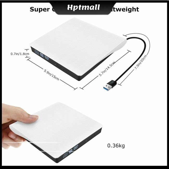 Ổ đĩa DVD slim USB 3.0 bên ngoài trình ghi DVD ± RW CD-RW thích hợp cho PC/ máy tính xách tay/ Mac
