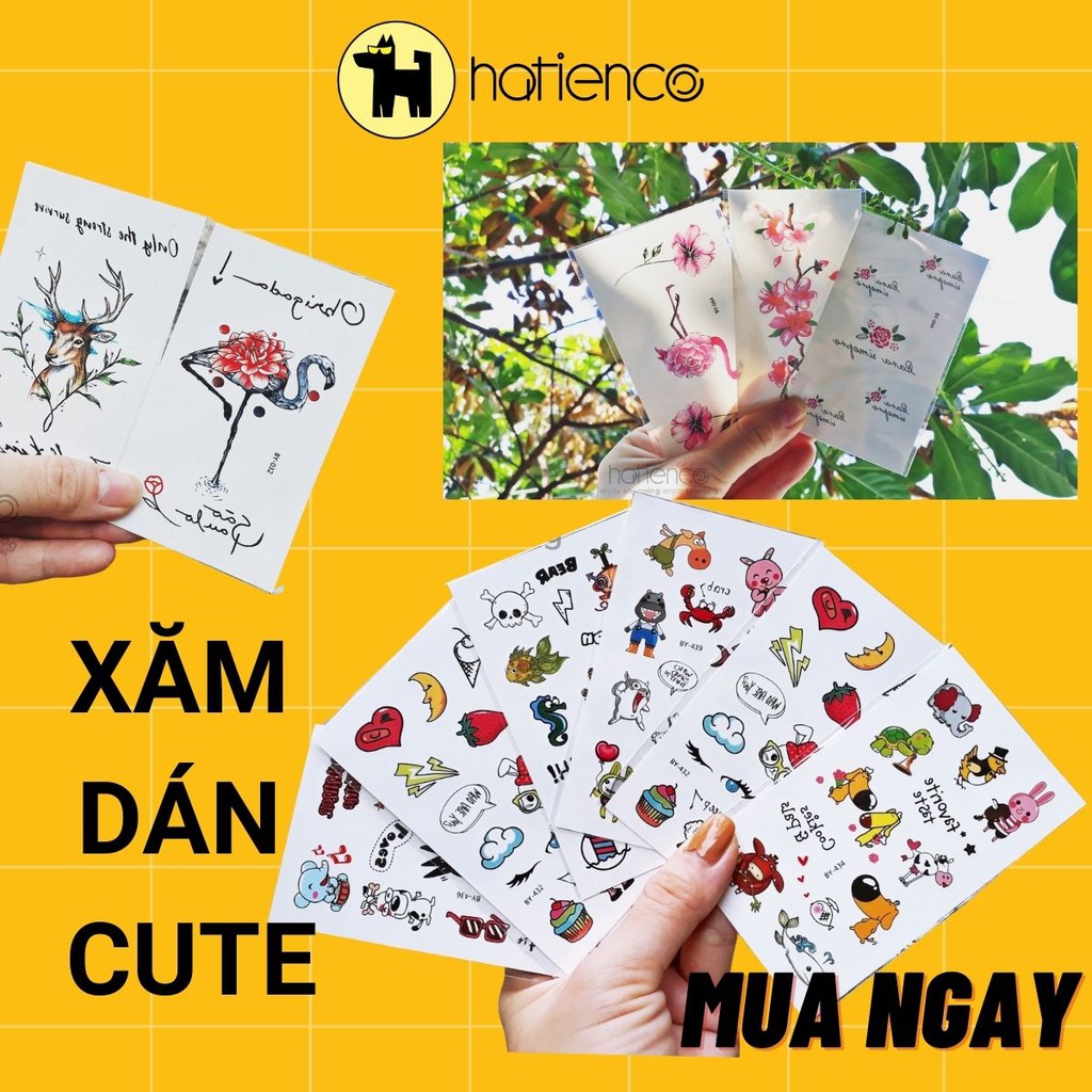 Hình xăm dán, miếng dán tattoo cute dễ thương, độc lạ