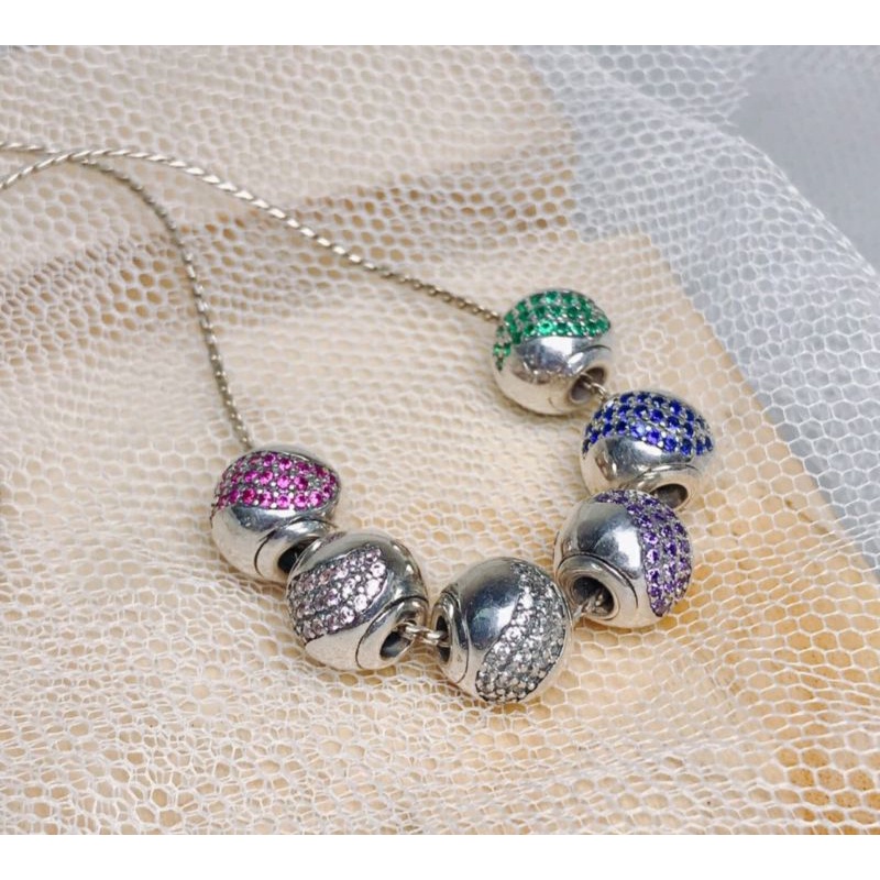 Charm bạc 925 lõi cao su, xỏ vòng Essance Pan