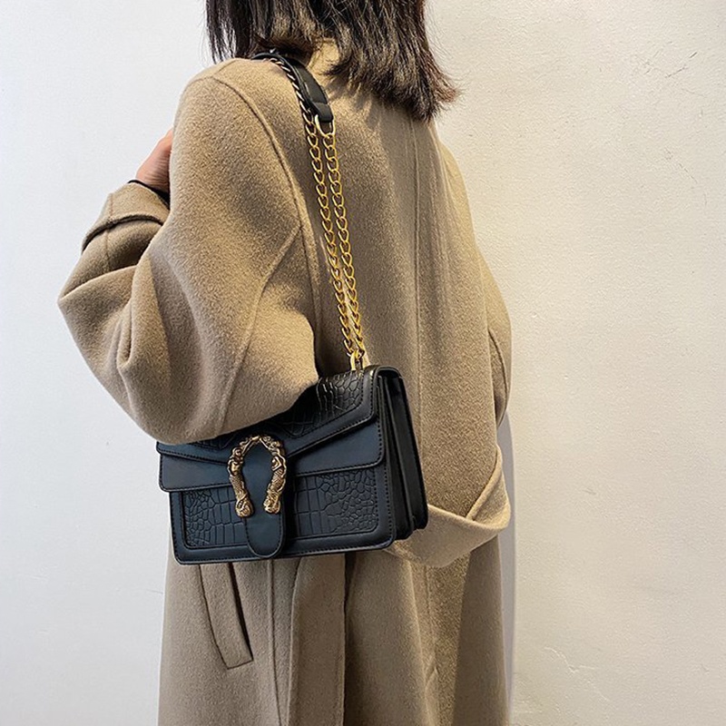 IELGY Túi Đeo Vai Họa Tiết Da Cá Sấu Phong Cách Retro Thời Trang Cho Nữ