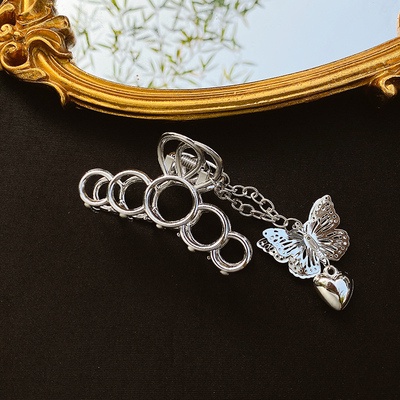 Kẹp Tóc Kim Loại Hình Bướm / Trái Tim Phong Cách Hàn Quốc