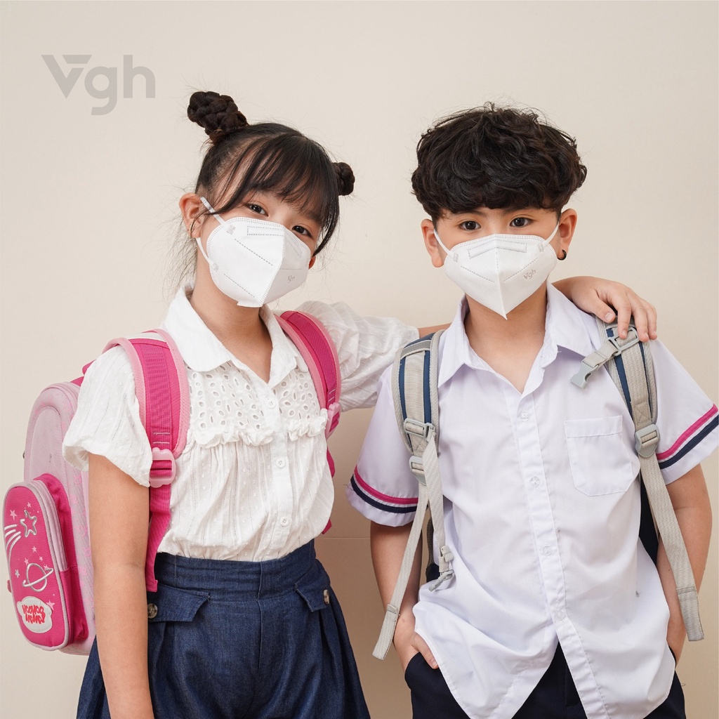 Khẩu trang trẻ em VG95 Skool kháng khuẩn, êm ái, dễ thở, dễ thương, thoải mái - Chính hãng VG Healthcare - Hộp 5 chiếc