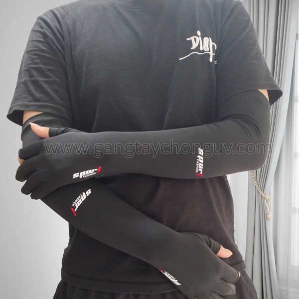 Găng tay chống nắng 2in1 Full cánh tay hở ngón chống tia UV/chống trượt, vải lụa băng mềm mát, co giãn, không xù GSUN HN