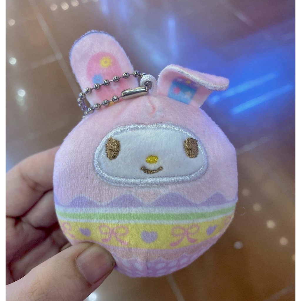 Gấu bông móc khoá bi nhân vật Sanrio  Gudetama Melody Cinnamoroll Hello Kitty trứng phục sinh 5cm