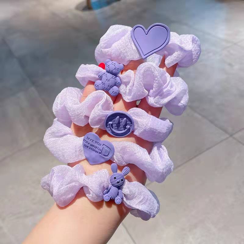 Dây Buộc Tóc Vải Lưới Bản Lớn Màu Xanh Dương / Tím Thời Trang Mùa Xuân Cho Nữ