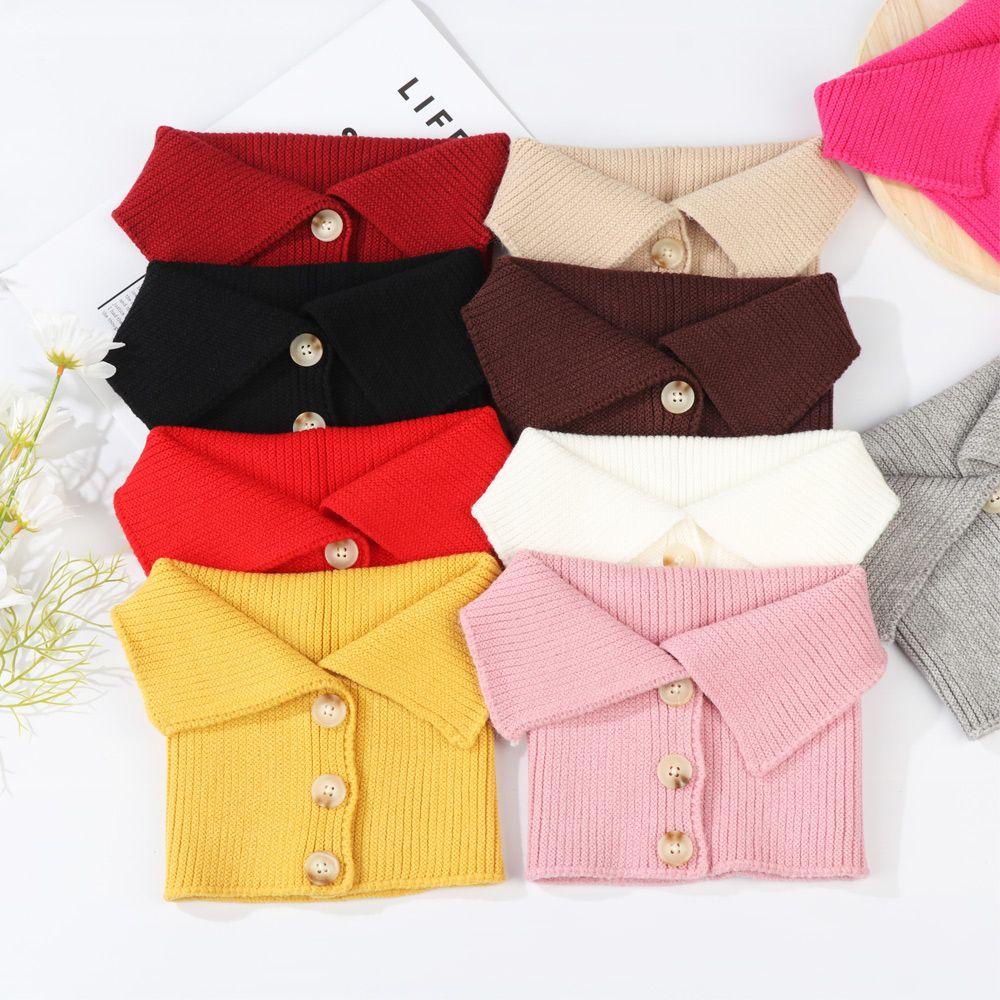 YVE Cổ Áo Giả Dệt Kim Chống Gió Cài Nút Có Thể Tháo Rời Thời Trang