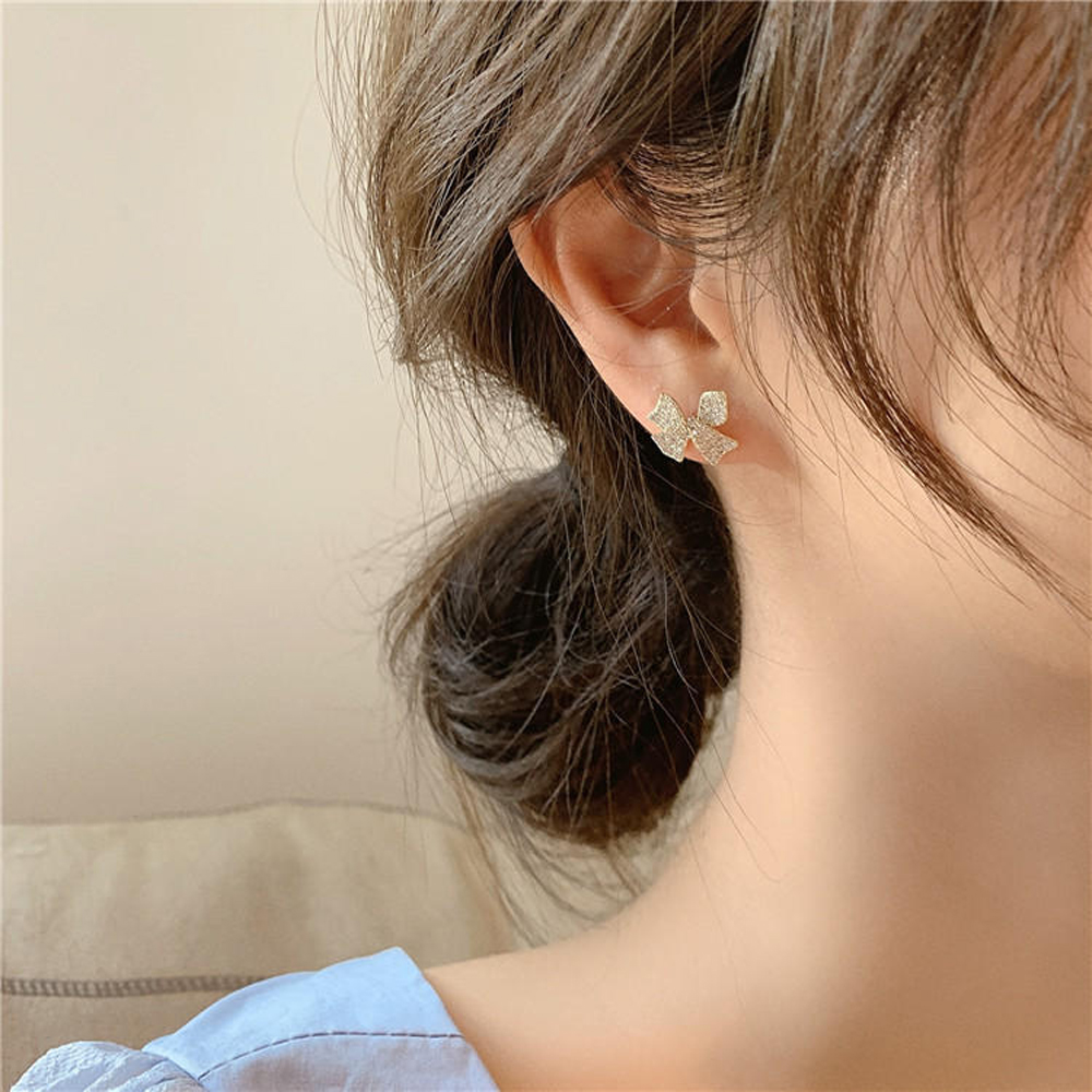 Khuyên Tai Hình Nơ Phong Cách Hàn Quốc Xinh Xắn Dành Cho Nữ