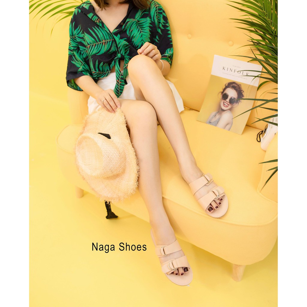 Dép NAGASHOES Mũi Tròn 2 Quai Khóa NAD50