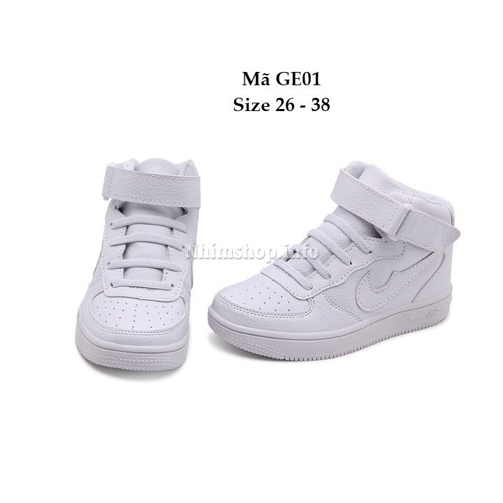 Giày thể thao cho bé trai và bé gái GE01 màu trắng sneaker cá tính