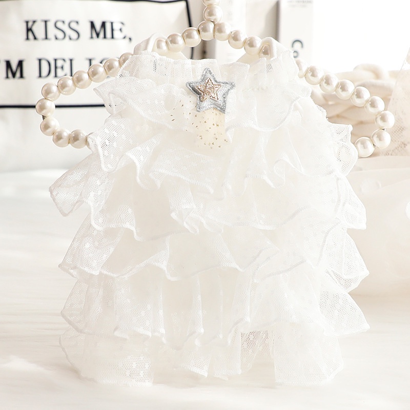 Váy hai dây voan bi tầng đính ngôi sao CAMQUYTSTORE cho chó mèo