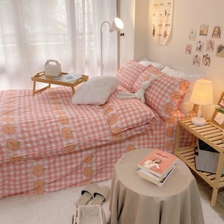 Bộ chăn ga gối Cotton Poly họa tiết quả đào màu hồng cam MÂY BEDDING đủ kích thước nệm