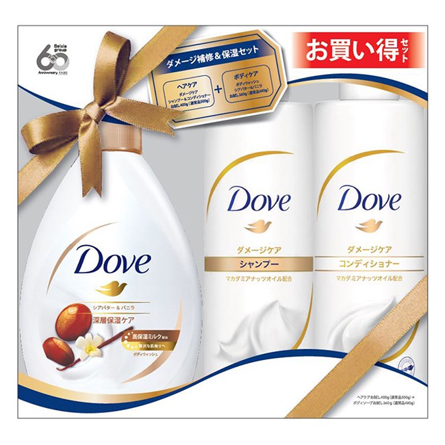 Bộ Dầu Gội, Dầu Xả, Sữa Tắm DOVE Hương Shea Butter Và Vanilla (Set 3 món) - Hàng Nội Địa Nhật Bản