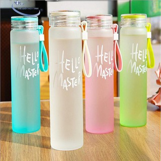 Bình đựng nước thủy tinh có dây xách hello master 400ml