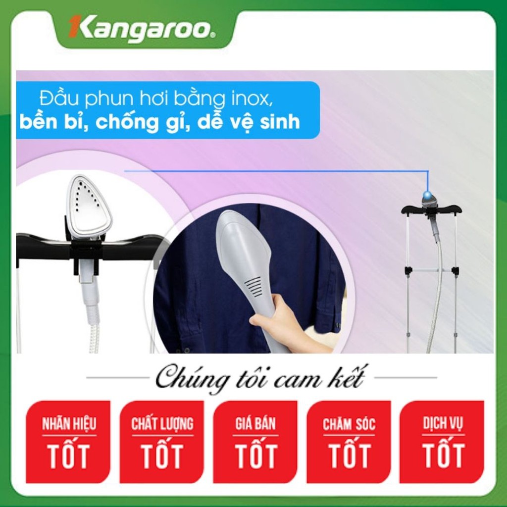 Bàn là hơi nước đứng Kangaroo KG75B6, công suất 1580W nóng lên chỉ trong vòng 30 giây, có chức năng điều chỉnh nhiệt độ.