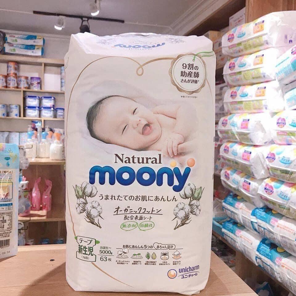 Bỉm Moony Natural Trắng nội địa nhật quần/dán size NB63/ S58/ M46/ L36/ l38/ XL32