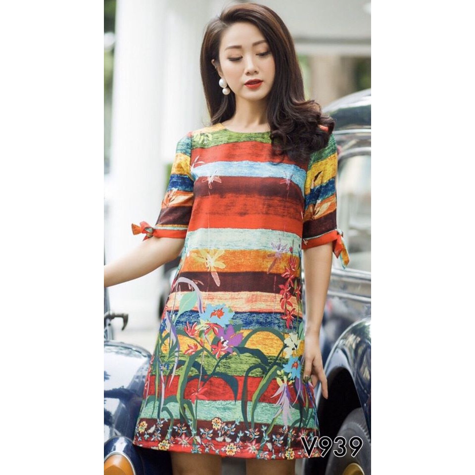 Đầm họa tiết thổ cẩm sale sốc size L XL giá 160K