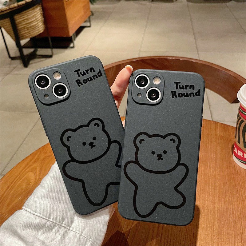 Ốp Iphone Dẻo Cạnh Vuông In Hình Gấu Nhám 7,8Plus,x,xs,xsmax,11,11promax,12,12promax,13,13promax